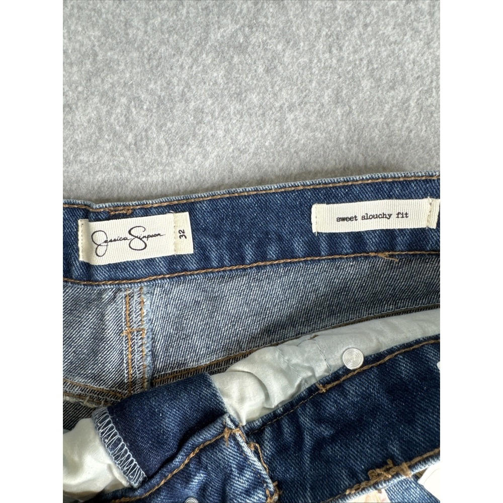 Jessica Simpson NWT Women's 32 Sweet Slouchy Blue Denim Relaxed Distressed - Picture 8 of 9